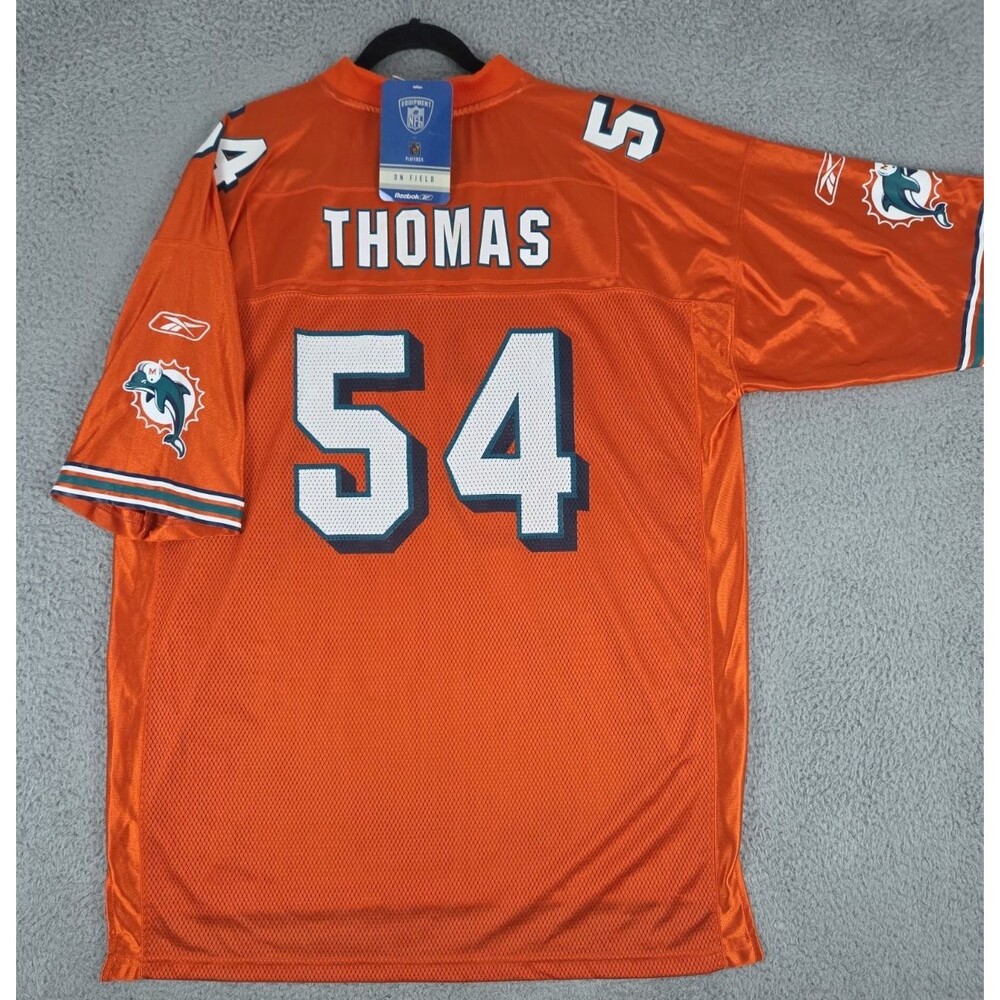 Vintage Reebok Jersey Zach Thomas #54 Miami Dolphins Mens 2XL 56 3XL Orange NWT